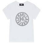 Girls White & Black Rhinestone Logo T-Shirt, 2, hi-res