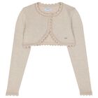 Girls Gold Bolero Knit Cardigan, 1, hi-res