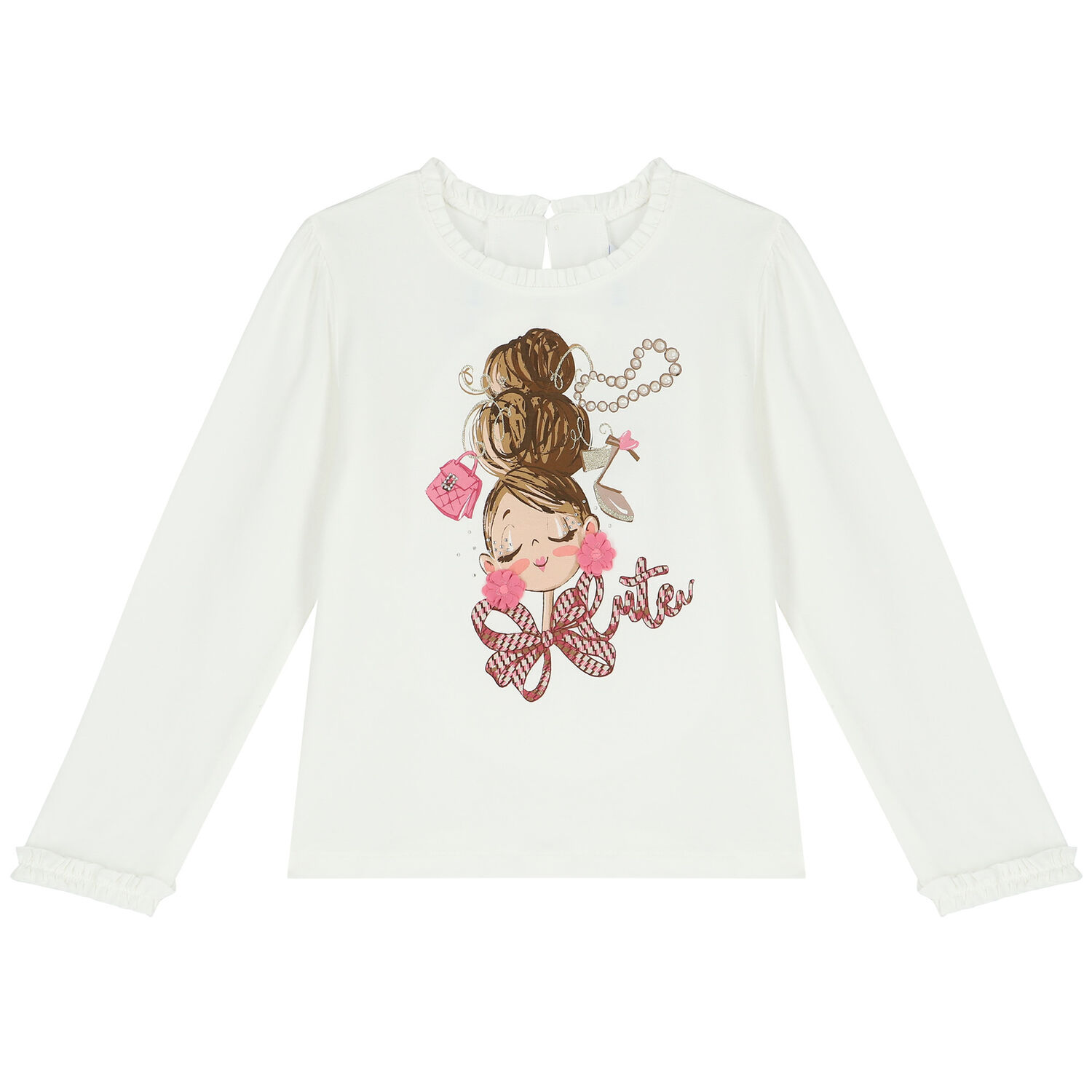 Girls Ivory Long Sleeve Top&Acirc;&nbsp;, 1, hi-res