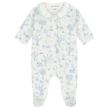 Ivory & Blue Teddy Bear Babygrow