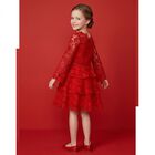 Girls Red Foral Lace Dress , 1, hi-res