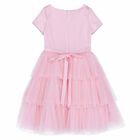 Girls Pink Satin & Tulle Dress, 1, hi-res