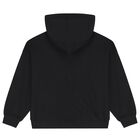 Girls Black Logo Hooded Top, 1, hi-res