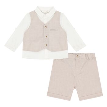 Baby Boys Beige Shorts Set