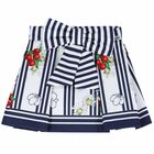 Girls White & Blue Printed Skirt, 1, hi-res