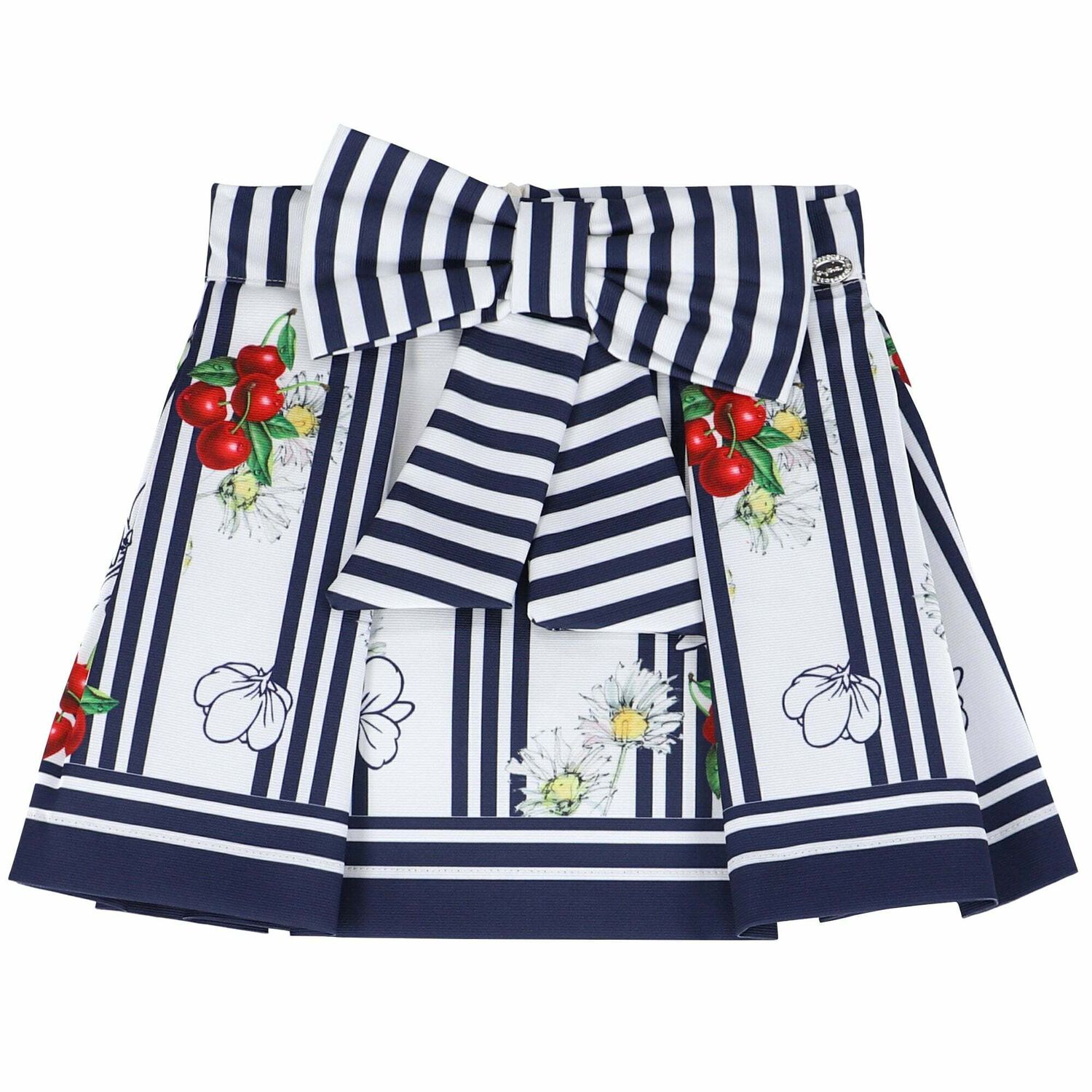 Girls White & Blue Printed Skirt, 1, hi-res