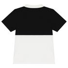 Boys Black & White Logo Polo Shirt, 1, hi-res