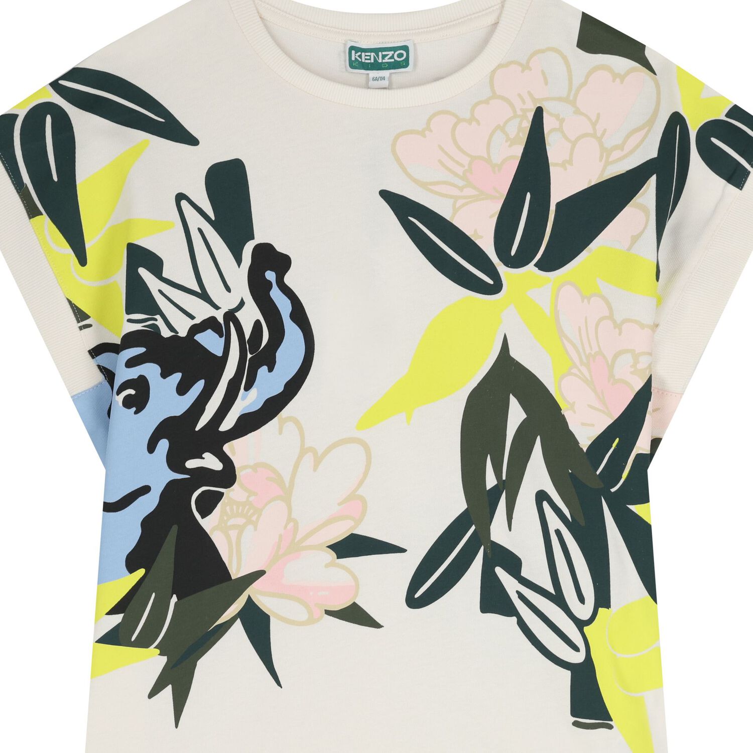 Girls Ivory Elephant Jungle Dress , 1, hi-res