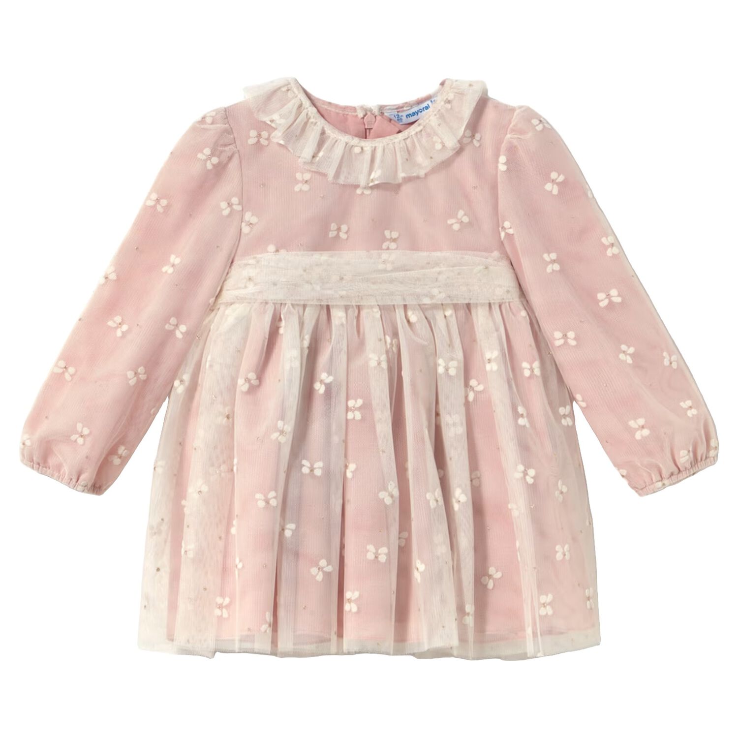 Younger Girls Pink Tulle Dress, 1, hi-res