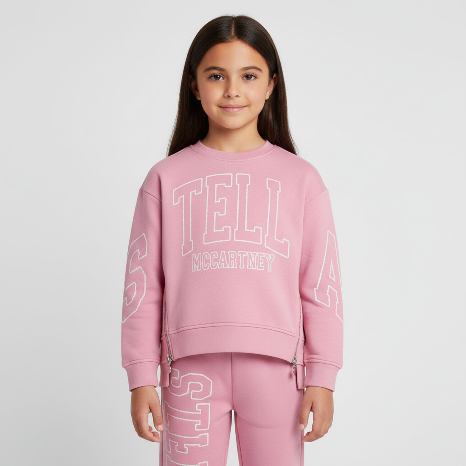 Girls Pink Logo Sweatshirt, 1, hi-res