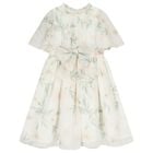 Girls Ivory Chiffon Floral Dress, 1, hi-res
