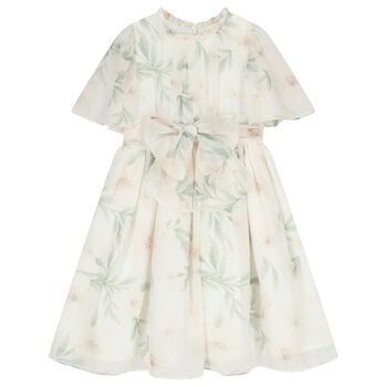 Girls Ivory Chiffon Floral Dress