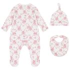 Baby Girls White & Pink Floral & Butterflies Babygrow Set, 1, hi-res