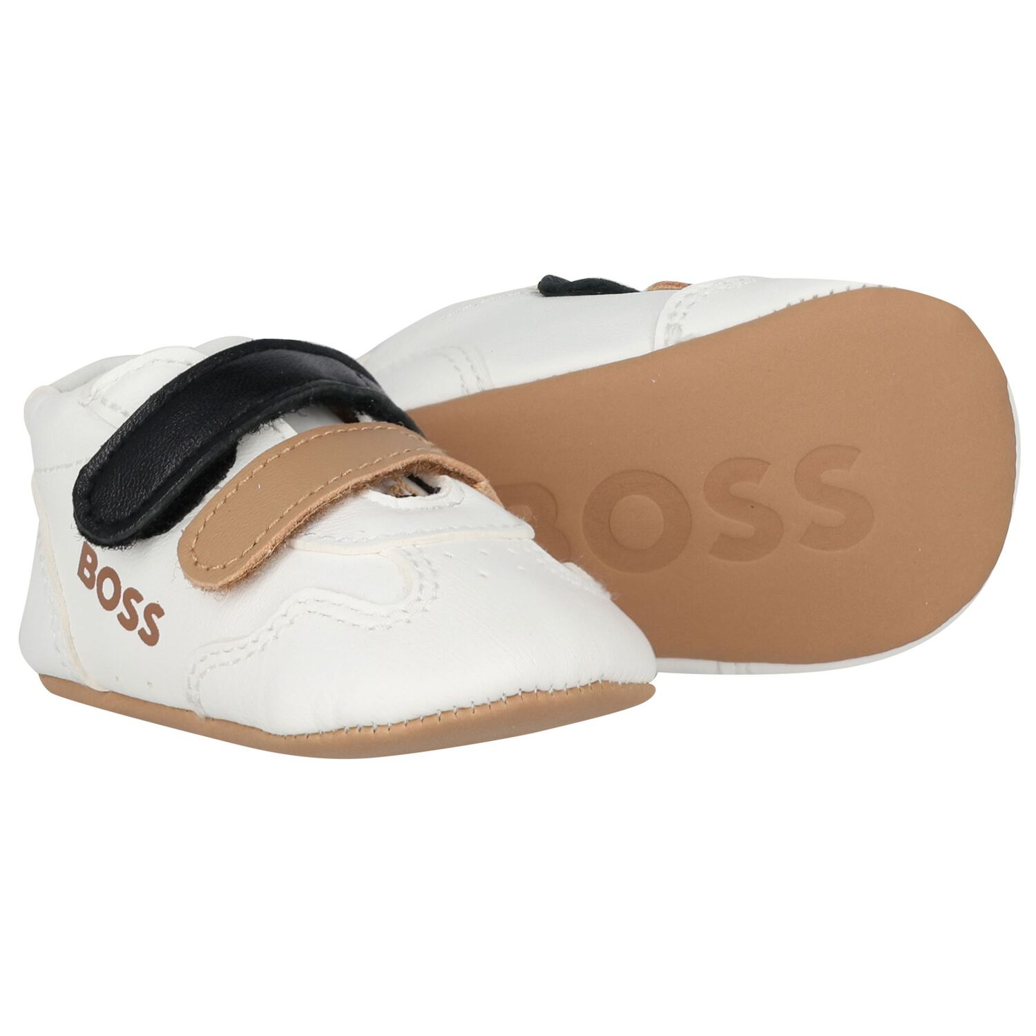Baby Boys White Logo Pre Walker Shoes, 1, hi-res