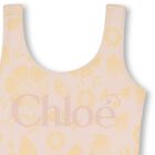 Girls Pink & Yellow Floral Swimsuit, 1, hi-res