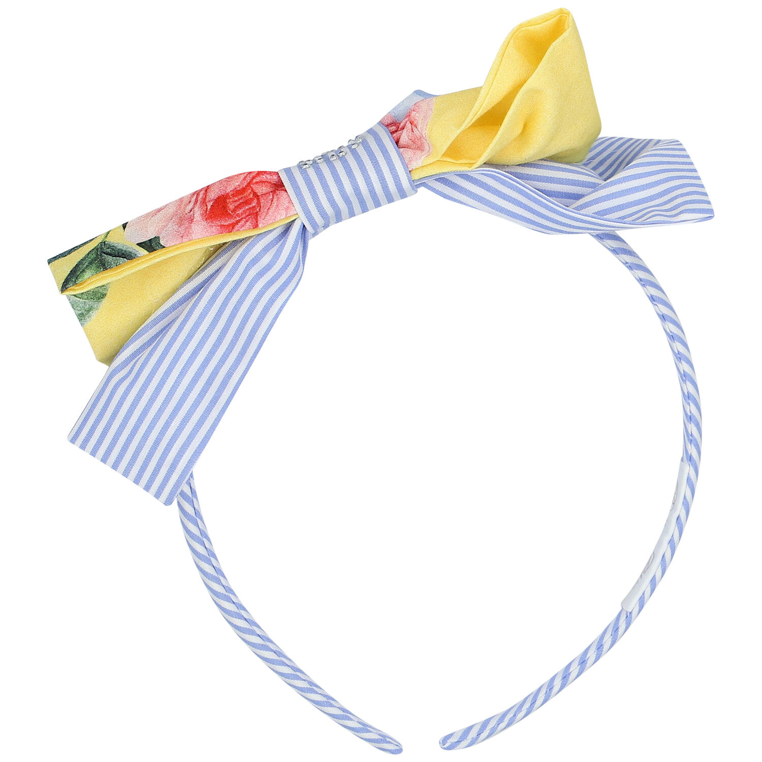 Girls Blue & White Striped Headband, 1, hi-res