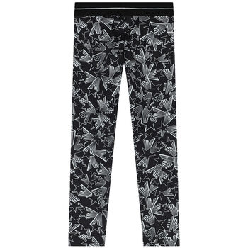 Girls Black Logo & Star Leggings