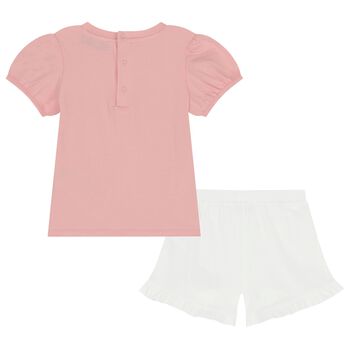 Younger Girls Pink Logo Shorts Set