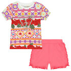 Baby Girls Red, White & Pink Logo Shorts Set, 1, hi-res