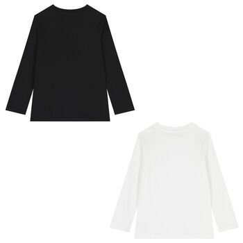 Boys White & Black Logo Long Sleeve Top ( 2-Pack )