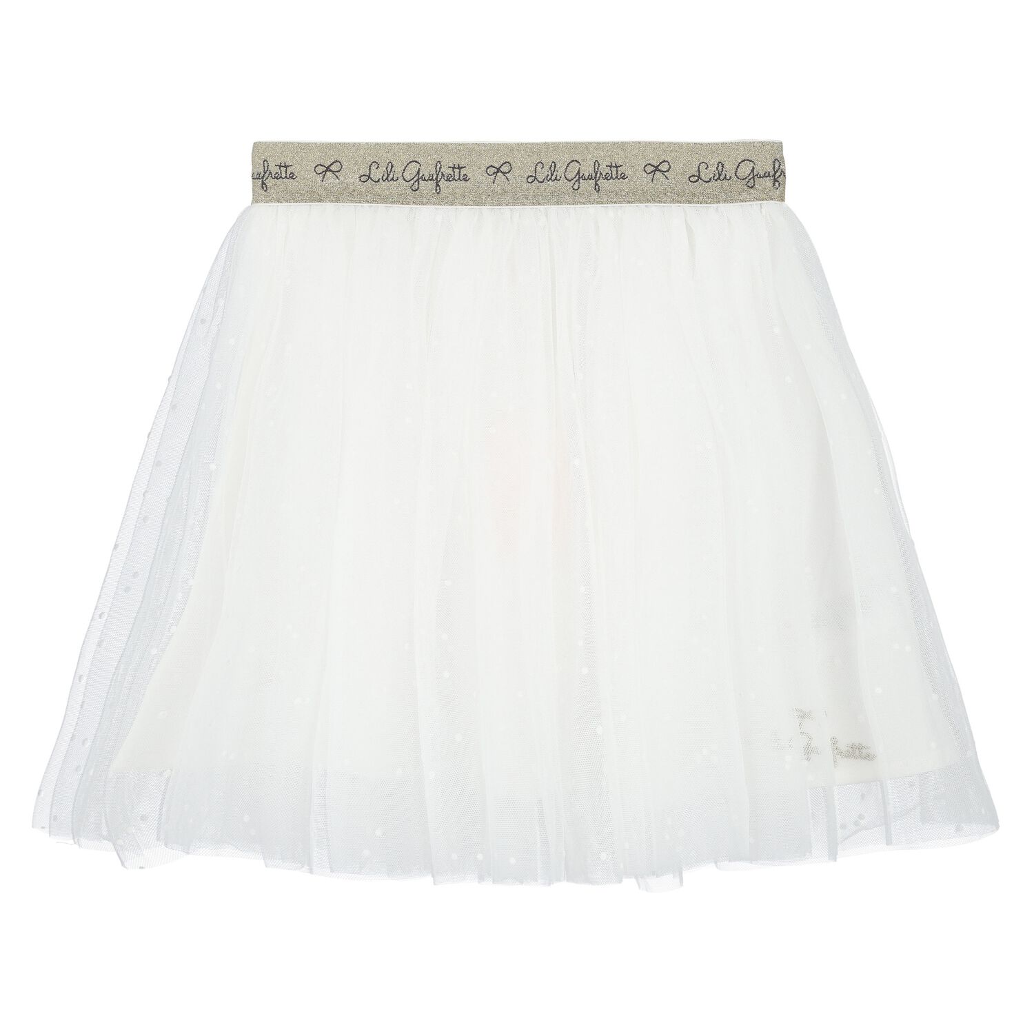 Girls White Tulle Skirt, 1, hi-res