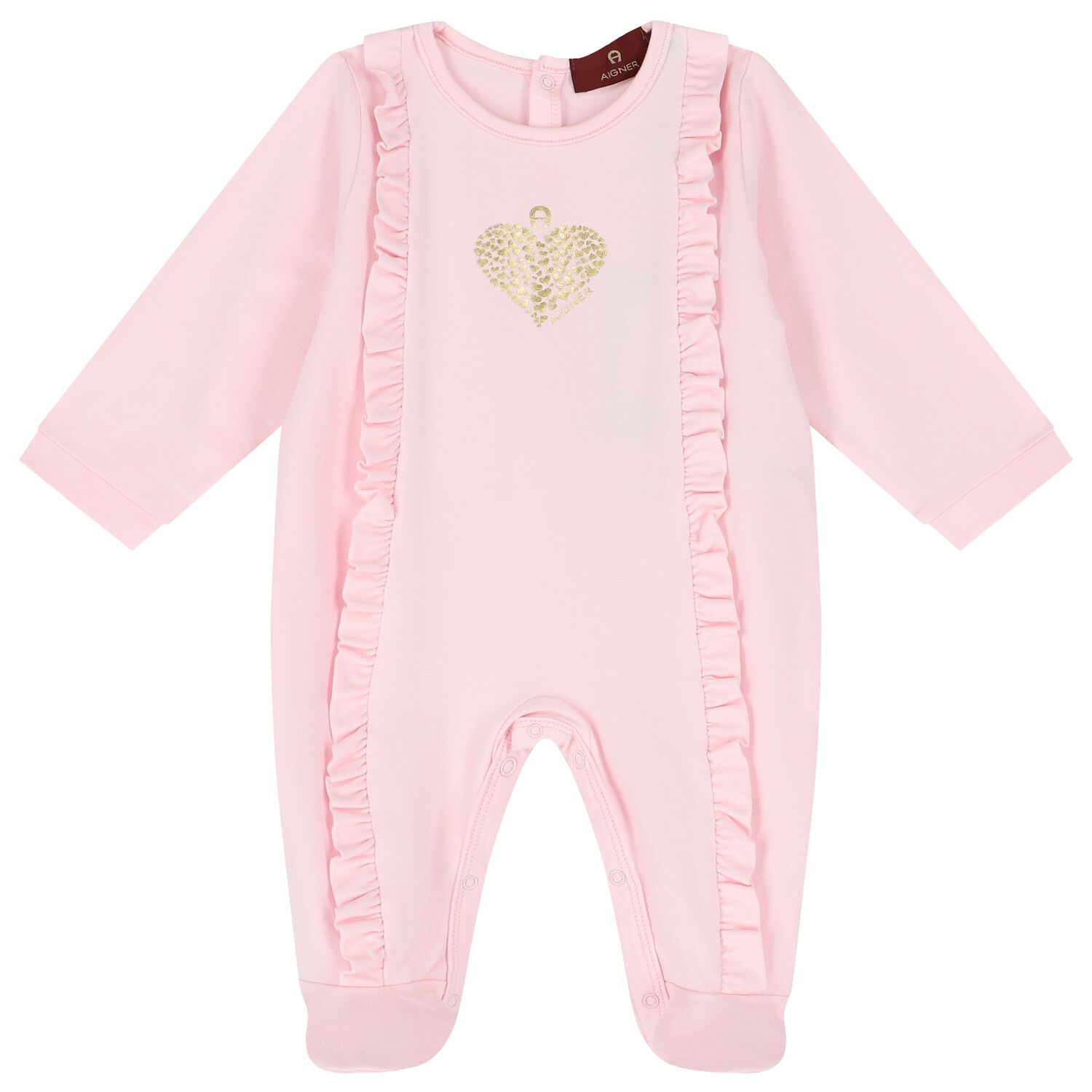 Baby Girls Pink Ruffled Babygrow, 2, hi-res