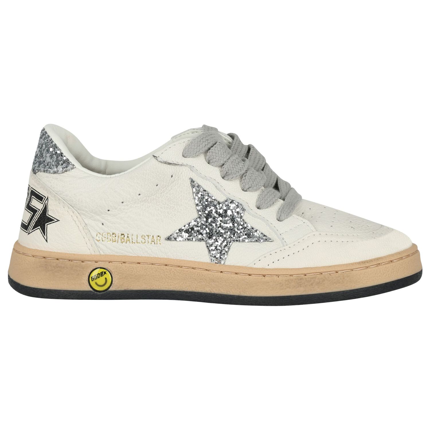 Girls Ivory & Silver Logo Trainers, 1, hi-res