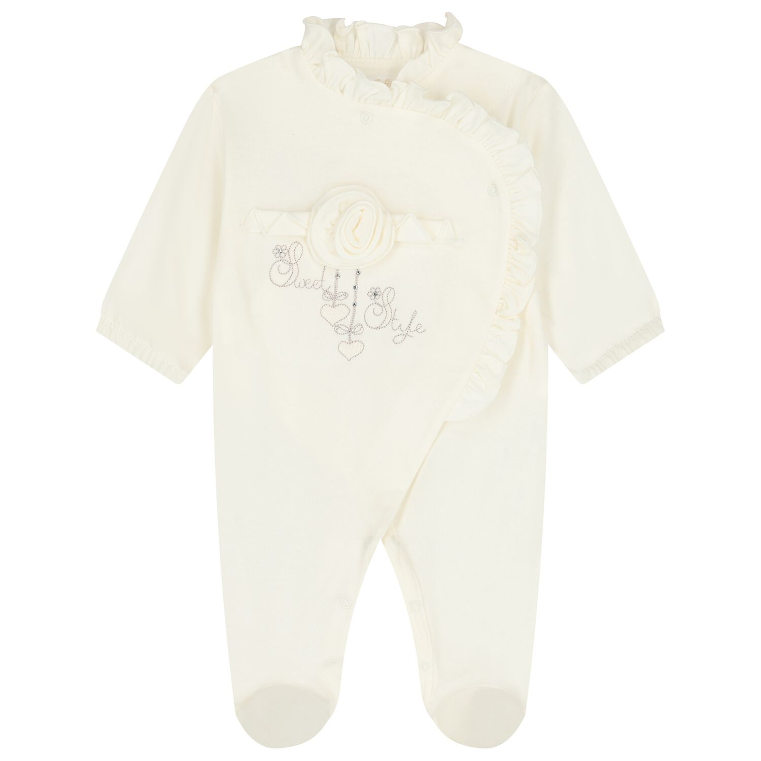 Baby Girls Ivory Ruffled Babygrow, 1, hi-res image number null