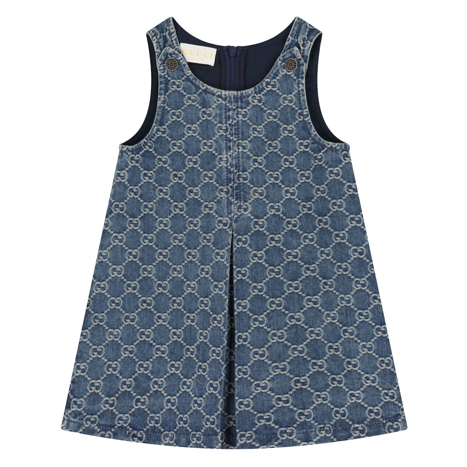 Younger Girls Denim Blue GG Dress, 1, hi-res