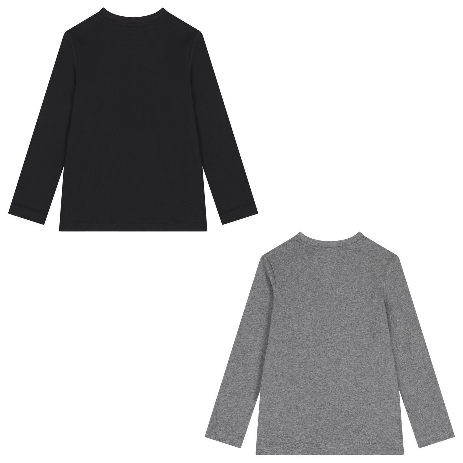 Boys Black & Grey Cotton Logo Long Sleeve Top( 2-Pack ), 2, hi-res