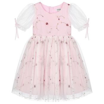 Girls Pink Floral Tulle Dress