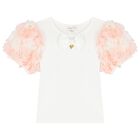 Girls Ivory & Pink Roses Skirt Set, 1, hi-res