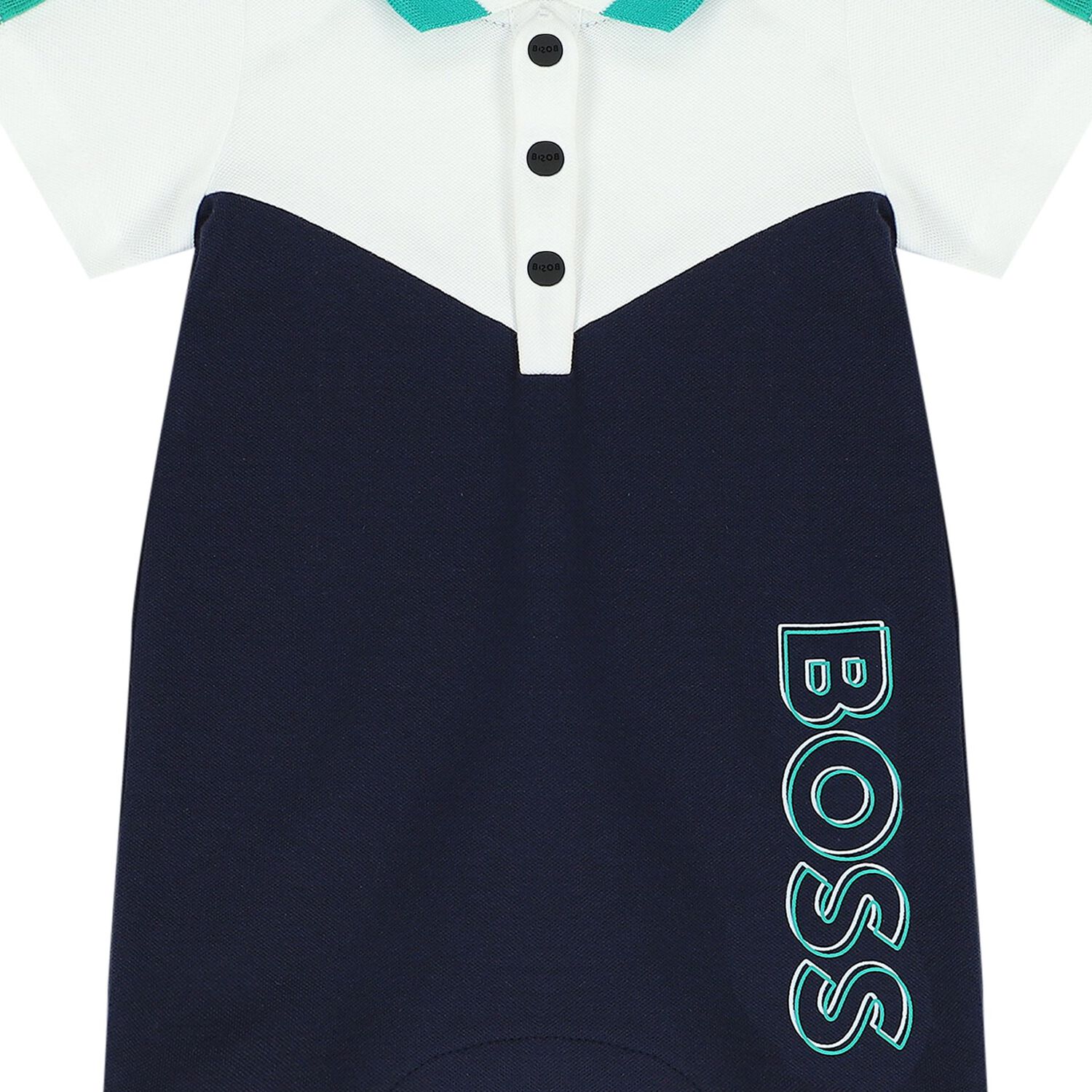 Baby Boys White & Navy Blue Logo Polo Romper, 2, hi-res
