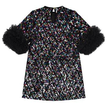 Girls Black Sequin & Ruffled Tulle Meryl Dress