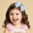 Girls Blue Bow Headband, 1, hi-res