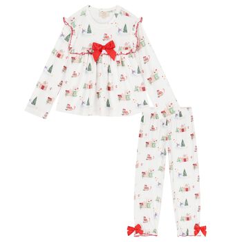 Girls Ivory Christmas Pyjamas