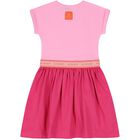 Girls Pink Logo Heart Dress, 2, hi-res