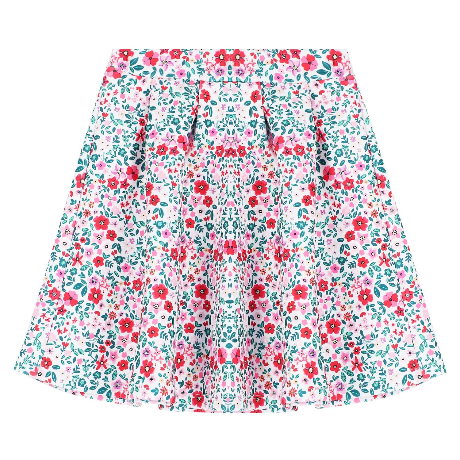 Girls Pink & Blue Floral Skirt, 2, hi-res