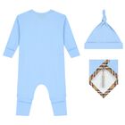 Baby Boys Blue & Beige Romper Gift Set, 2, hi-res