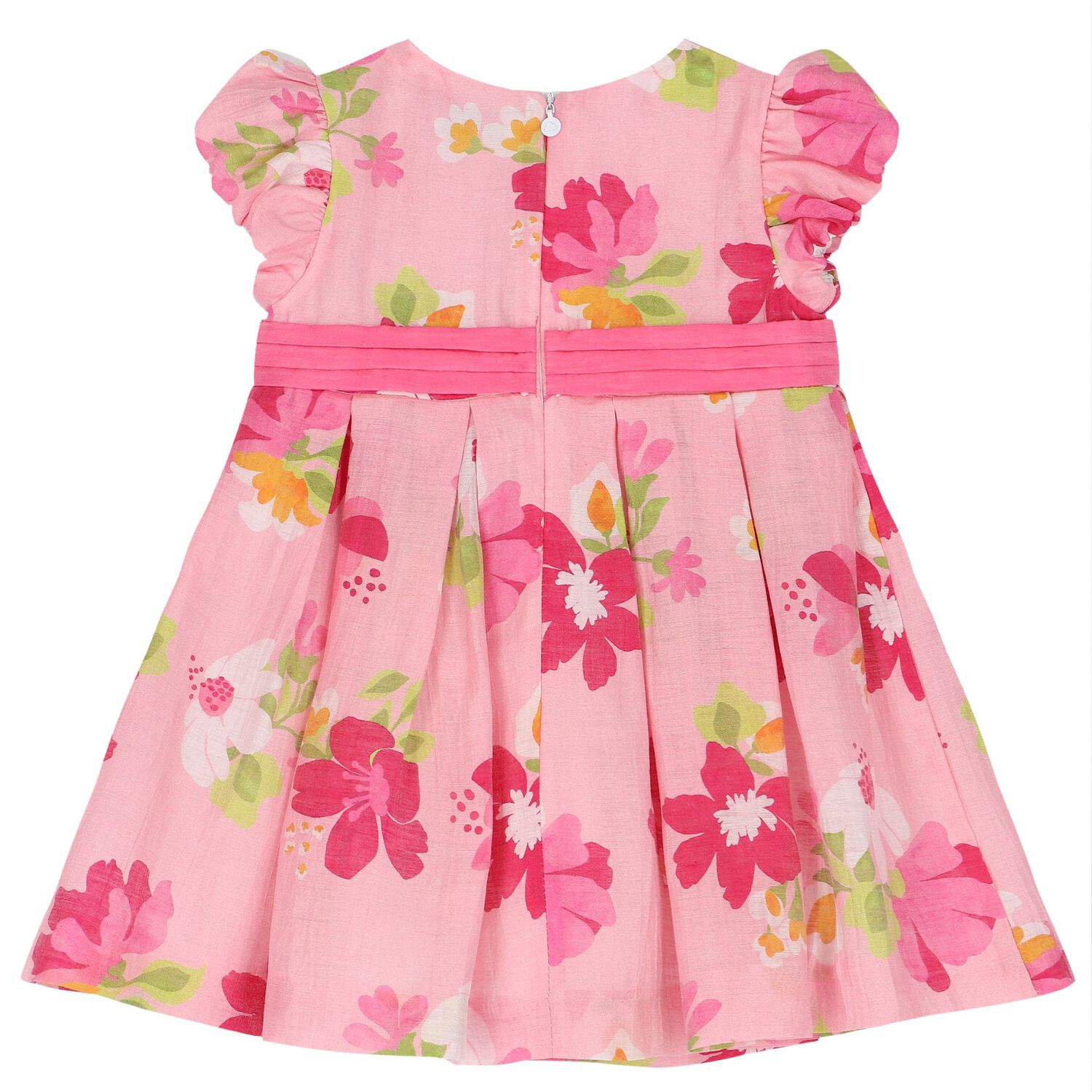 Younger Girls Pink Floral Dress, 1, hi-res