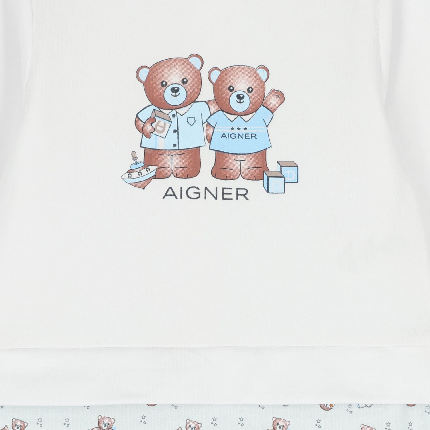 Baby Boys White & Blue Teddy Bear Logo Babygrow, 1, hi-res