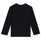 Boys Black Logo Top, 1, hi-res