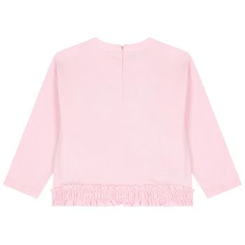 Girls Pink Logo Ruffled Sweatshirt