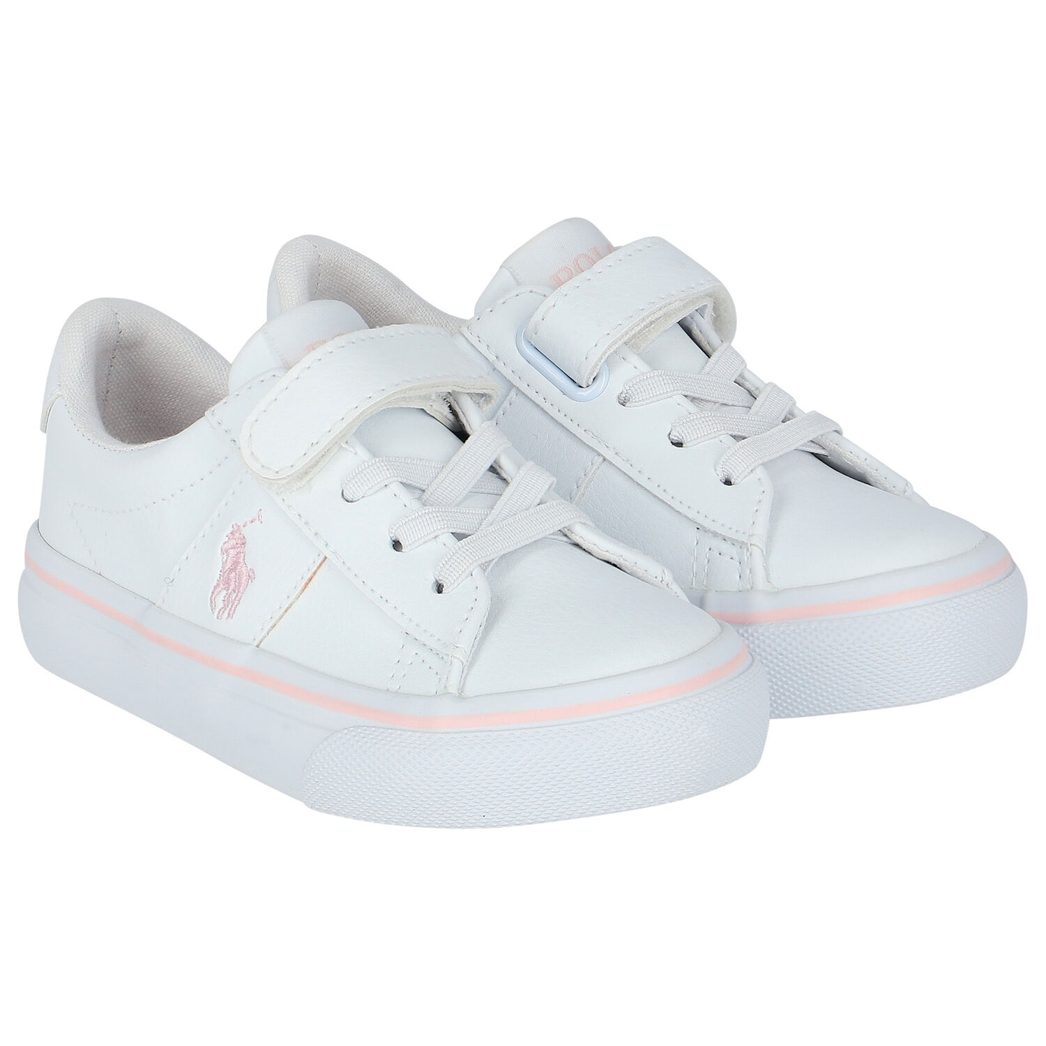 Girls White Logo Trainers, 1, hi-res