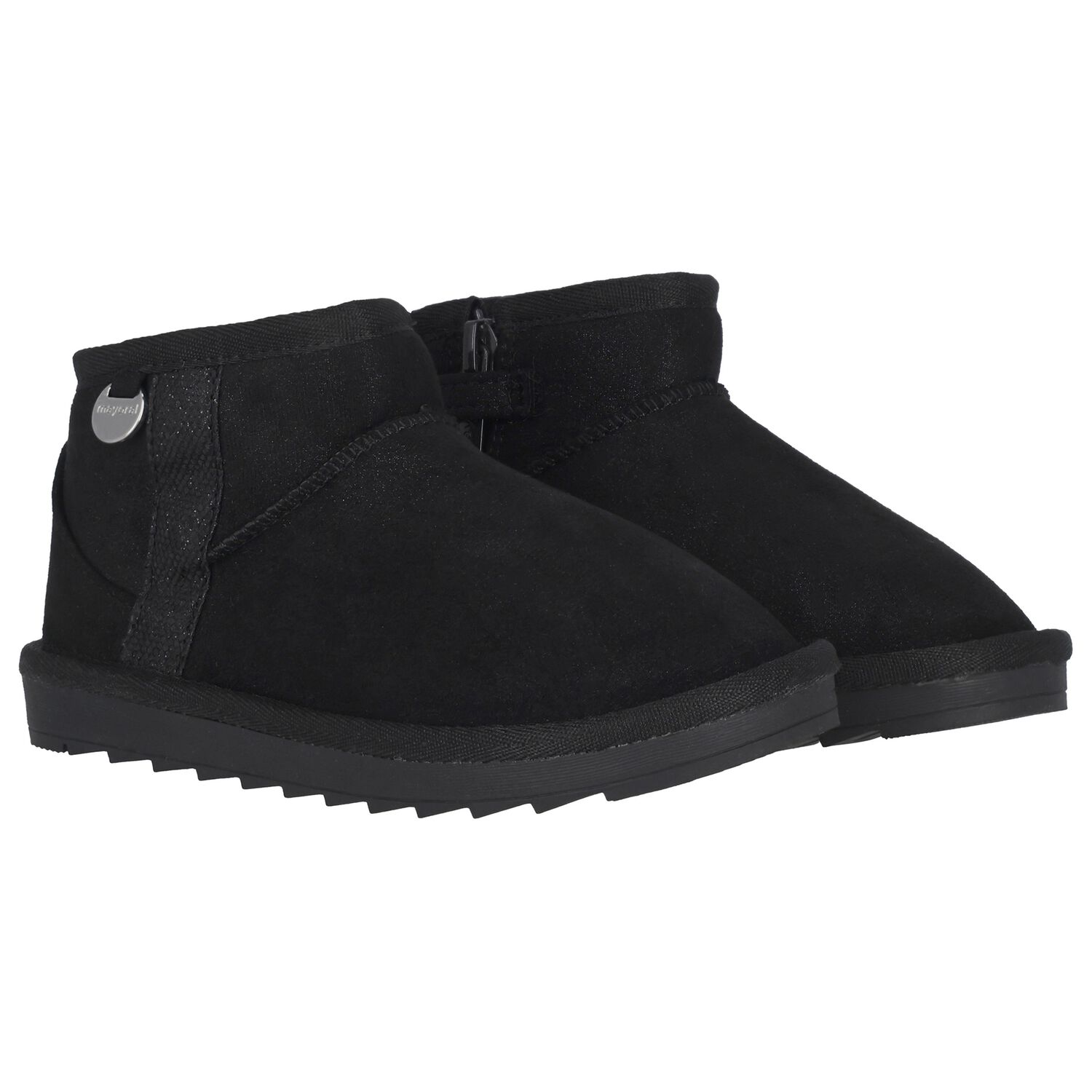 Girls Black Faux Suede Boots, 4, hi-res