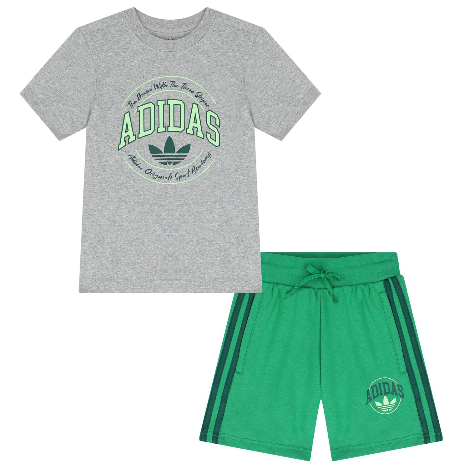 Grey & Green Logo Shorts Set, 1, hi-res