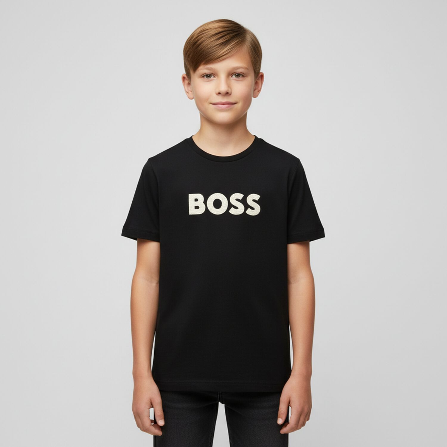 Boys Black Logo T-Shirt, 1, hi-res image number null