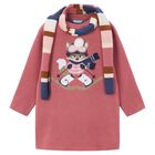 Girls Pink Fox Knitted Dress Set, 1, hi-res