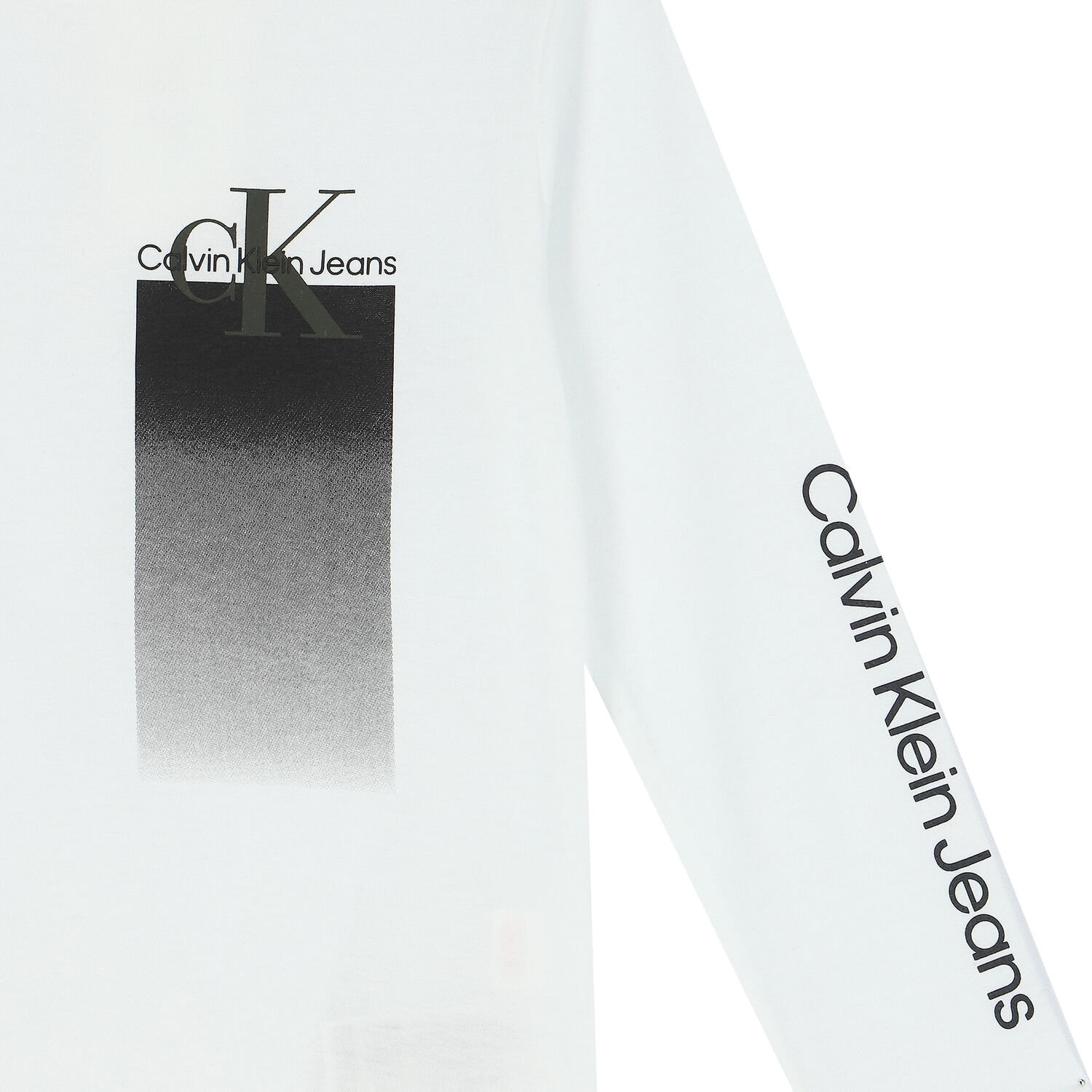 Boys White Logo Long Sleeve Top, 1, hi-res