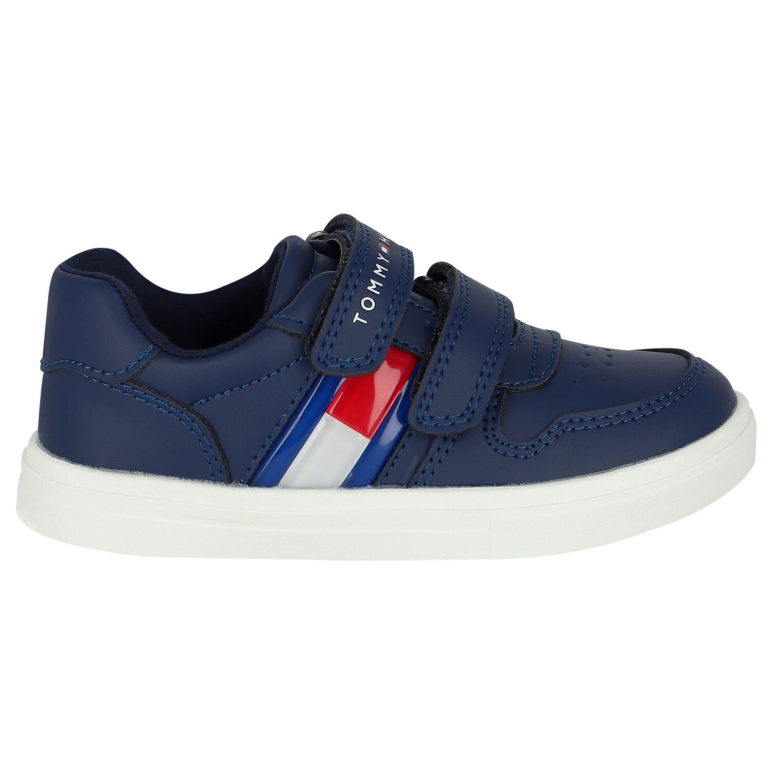 Boys Navy Logo Trainers, 1, hi-res